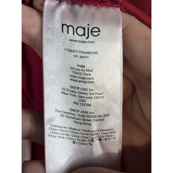 Maje Track Jacket Red Pink White Colorblock 40 Full Zip Front Retro Streetwear - Picture 6 of 13